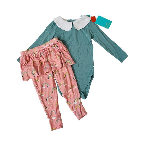 NWT PP 3-6M Shay Peter Pan Collar Bodysuit and Skirted Leggings - Picture 1 of 7